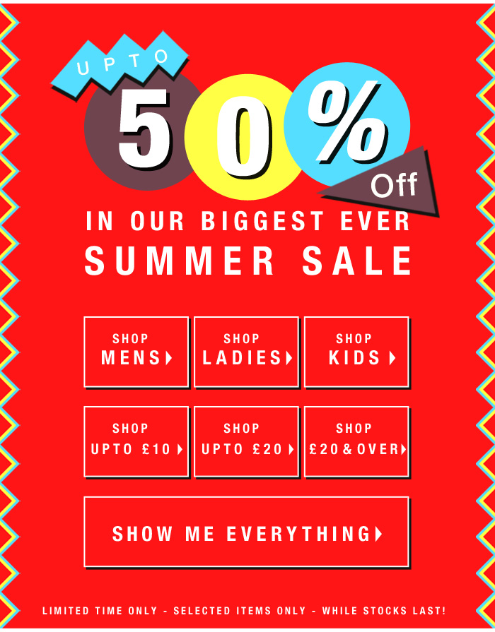 Upto 50% off in our BIGGEST EVER Summer Sale!