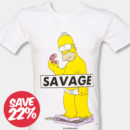 Men's White Homer Simpson Savage T-Shirt