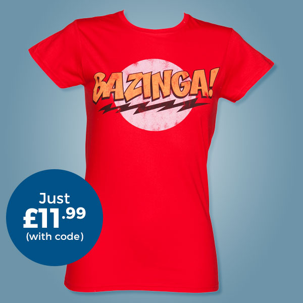Ladies Red Big Bang Theory Bazinga T-Shirt from TruffleShuffle - Just £11.99 with code
