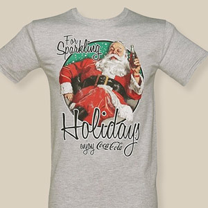 Men's Grey Coca-Cola Santa Sparkling Holidays T-Shirt