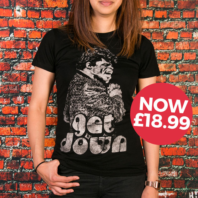 Ladies Black Get Down James Brown T-Shirt from Goodie Two Sleeves - £18.99
