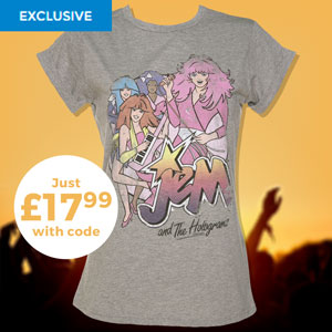 WOMEN'S JEM AND THE HOLOGRAMS BAND ROLLED SLEEVE BOYFRIEND T-SHIRT - Just £17.99 with code