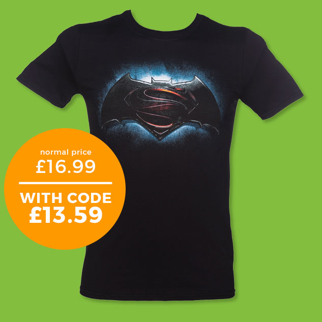 Men's Black Batman V Superman Logo T-Shirt - Normally £16.99 - With code £13.59