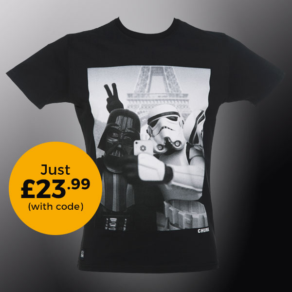 Men's Black Stormtrooper And Darth Vader Selfie Star Wars T-Shirt from Chunk £23.99 (with code)