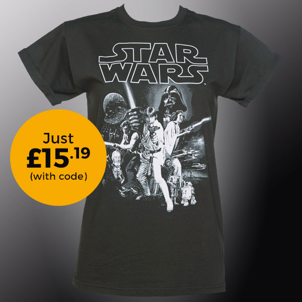 Ladies Charcoal Star Wars A New Hope Rolled Sleeve Boyfriend T-Shirt £15.19 (with code)