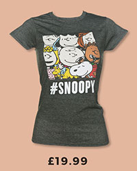 Ladies Dark Grey Marl Peanuts Snoopy Group #Selfie T-Shirt from Eleven Paris £19.99